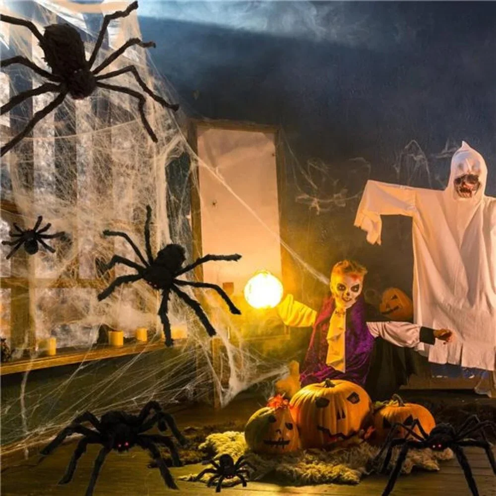 Spider Decorations, 8PCS Giant Spiders Outdoor Halloween Decorations
